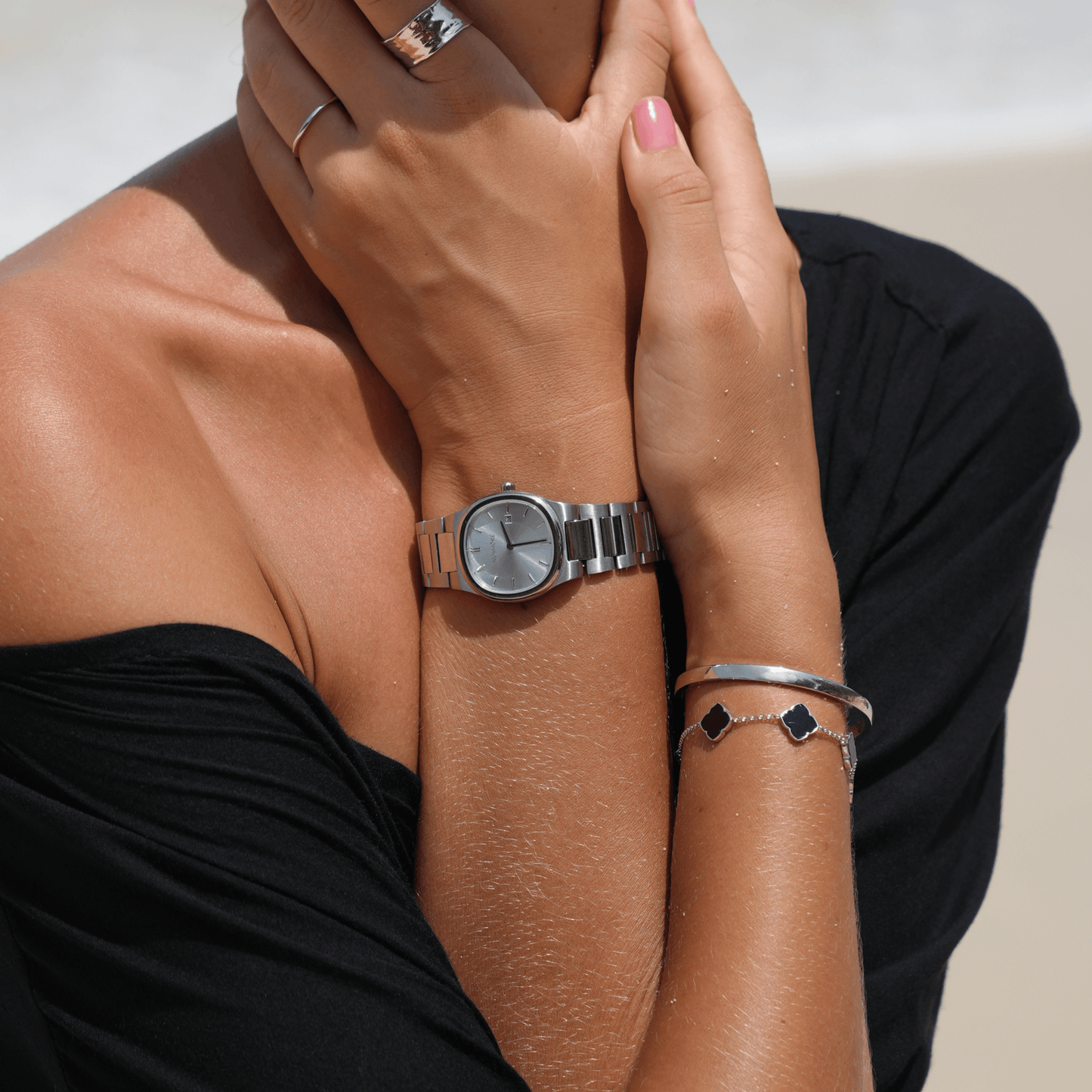 Watch and Bracelet Silver