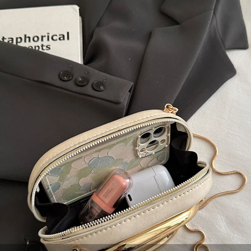 Z Style Clutch Bag New Evening Bag Special-shaped Metal Chain Details Decorative Box-style Small Square Bag Luxury Shoulder Bag