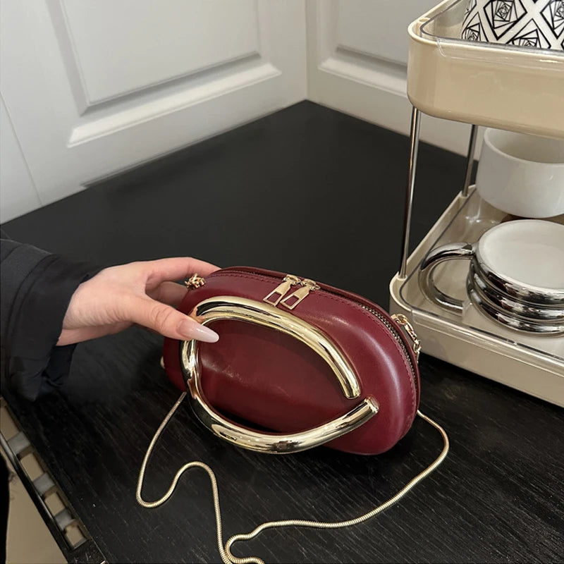 Z Style Clutch Bag New Evening Bag Special-shaped Metal Chain Details Decorative Box-style Small Square Bag Luxury Shoulder Bag