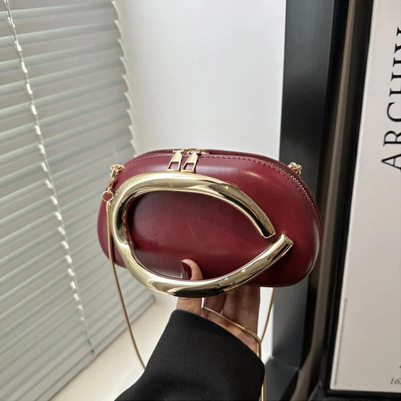 Z Style Clutch Bag New Evening Bag Special-shaped Metal Chain Details Decorative Box-style Small Square Bag Luxury Shoulder Bag
