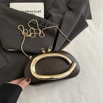 Z Style Clutch Bag New Evening Bag Special-shaped Metal Chain Details Decorative Box-style Small Square Bag Luxury Shoulder Bag
